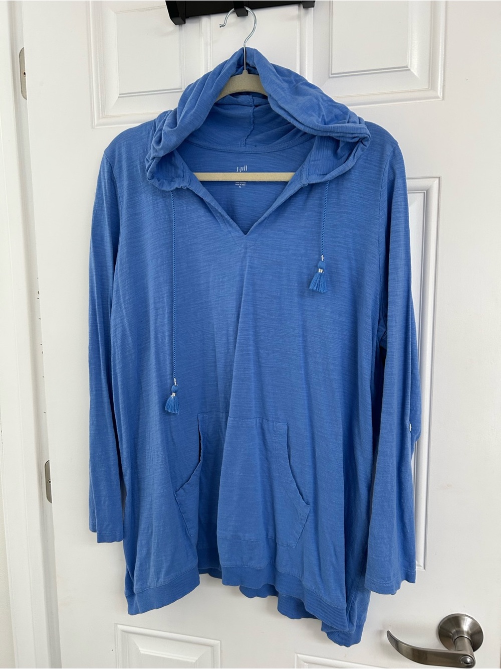 J Jill Women’s Blue Hoodie Tunic Long Sleeve Size XL